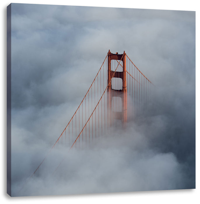 Golden Gate Bridge über den Wolken Leinwandbild Quadratisch