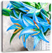 schöne blaue Blumen im Körbchen Leinwandbild Quadratisch