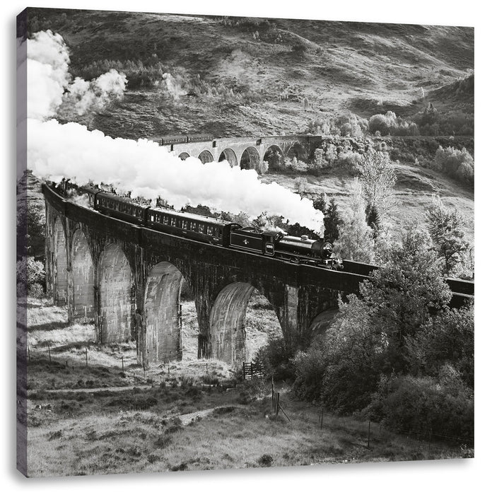 Lokomotive Glenfinnan Viadukt Leinwandbild Quadratisch