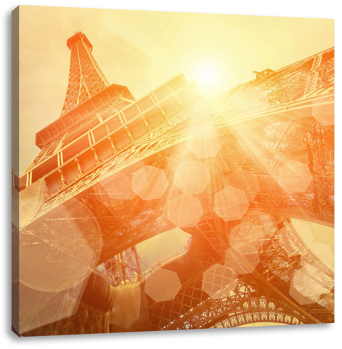 Der Eiffelturm im Sonnenschein Leinwandbild Quadratisch