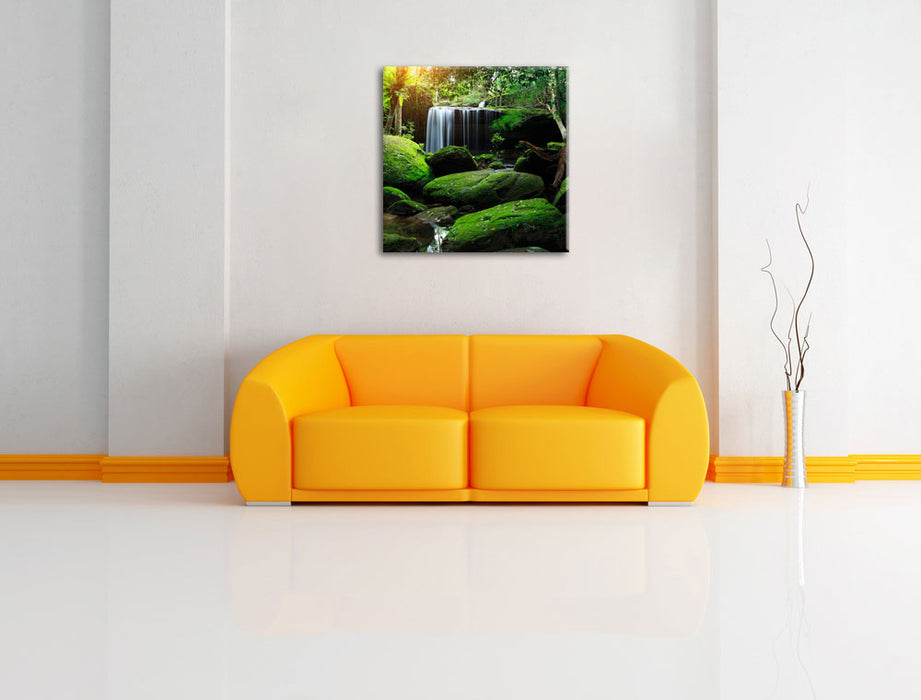 Regenwald in Thailand Leinwandbild Quadratisch über Sofa