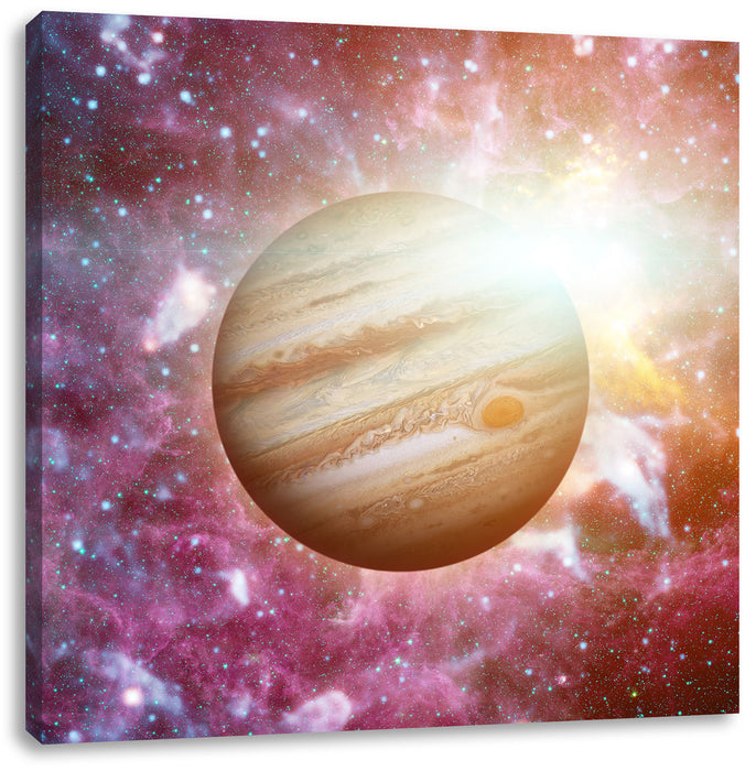 Planet Jupiter im Universum Leinwandbild Quadratisch