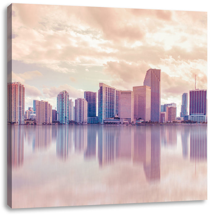 Miami Florida Skyline Leinwandbild Quadratisch