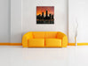 Chicago-Wolkenkratzer-Silhouette Leinwandbild Quadratisch über Sofa