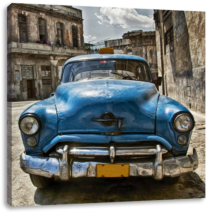 blaue Schönheit in Cuba Leinwandbild Quadratisch