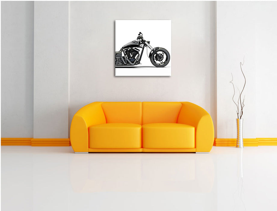 Wunderschönes Kult Motorrad Leinwandbild Quadratisch über Sofa