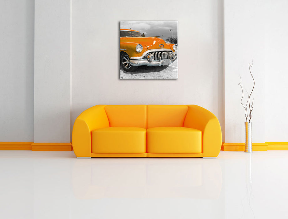 Oldtimer Havanna Kuba Leinwandbild Quadratisch über Sofa