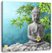 Buddha auf Steinen mit Monoi Blüte Leinwandbild Quadratisch
