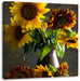 Sonnenblumen in edler Vase Leinwandbild Quadratisch