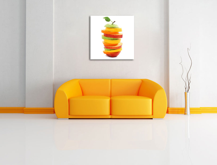 Köstlicher Fruchtscheiben Turm Leinwandbild Quadratisch über Sofa