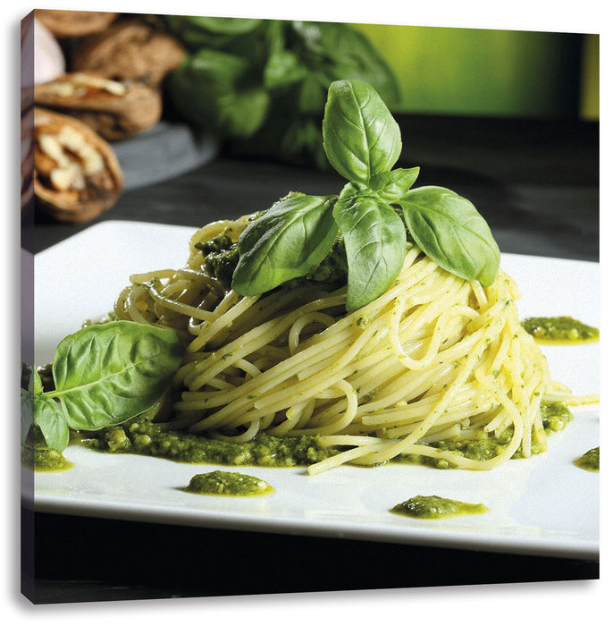 Spaghetti mit grünem Pesto, Leinwandbild
