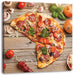 Pizza Italia auf Holztisch Leinwandbild Quadratisch