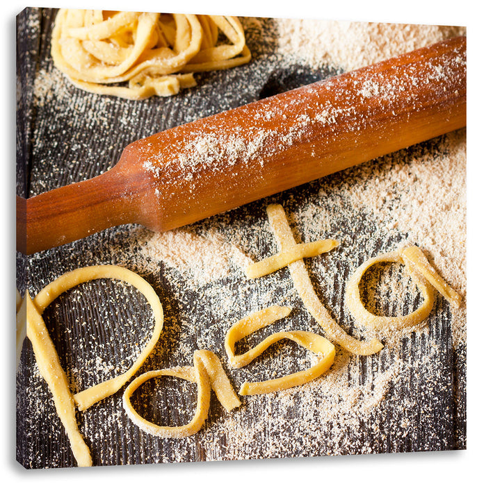 Frische Nudeln Pasta Italia Leinwandbild Quadratisch