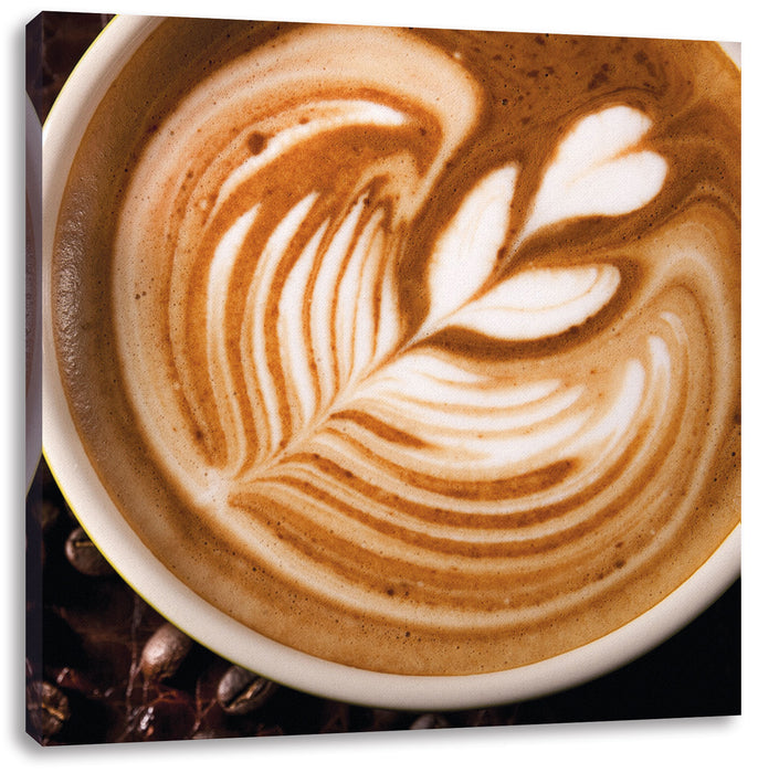 Tasse Kaffee mit Schaumherz, Leinwandbild