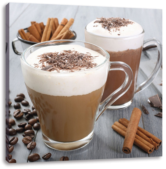 Schokolade und Kaffee Leinwandbild Quadratisch