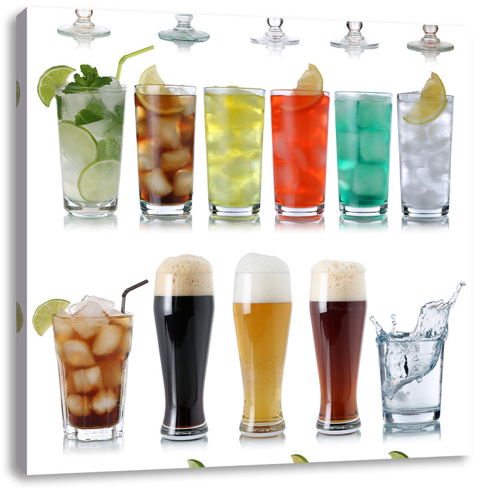 Cocktails Long Drinks und Bier Leinwandbild Quadratisch
