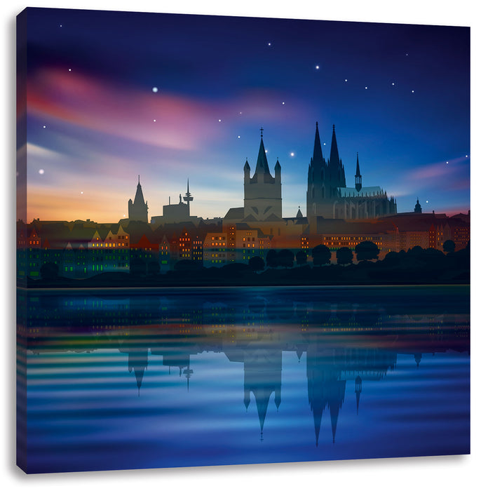 Polarlichter Skyline Köln Leinwandbild Quadratisch