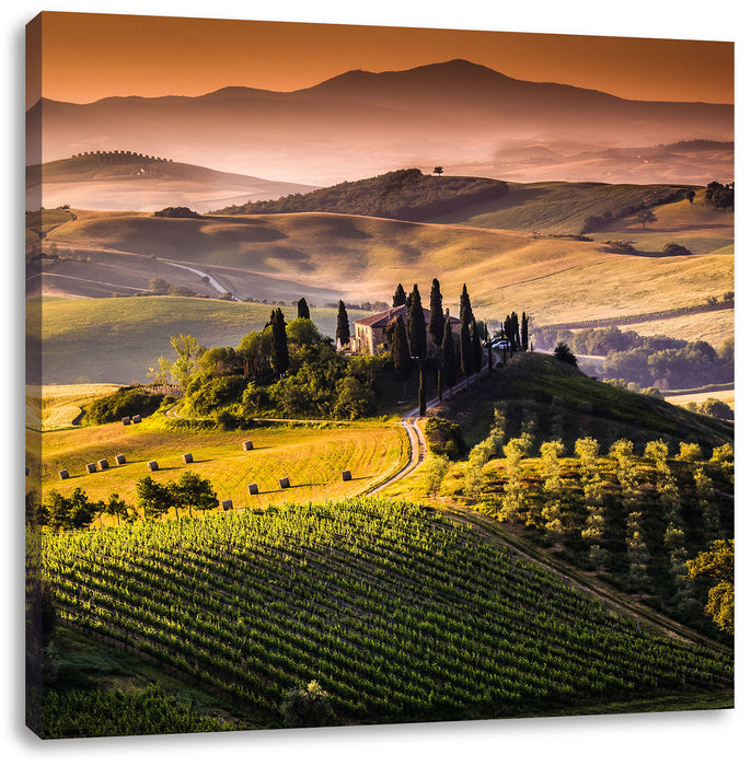 Wunderschöne Landschaft Toskana Leinwandbild Quadratisch