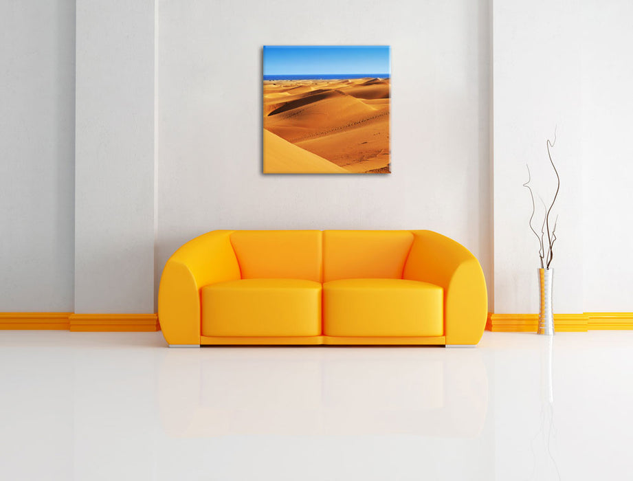 Wüste am Meer Leinwandbild Quadratisch über Sofa