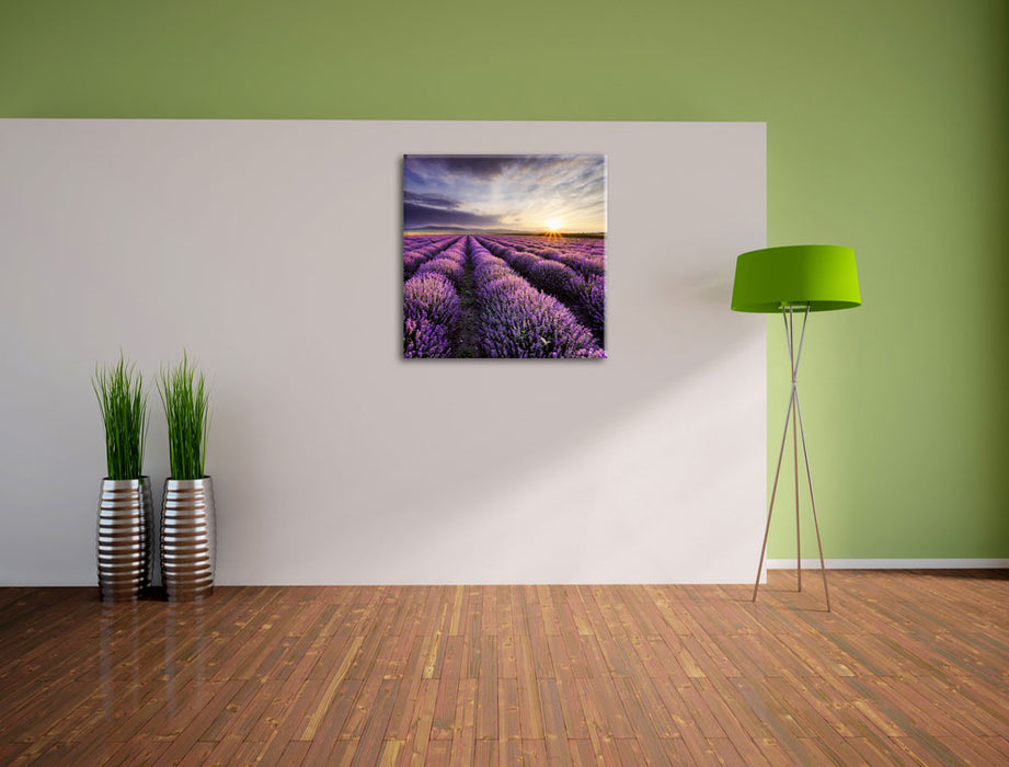 Lavendel Provence Landschaft  Leinwand Quadratisch im Flur