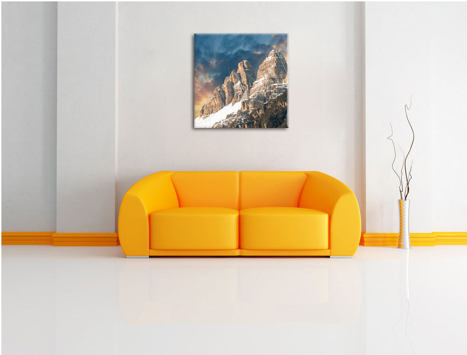Bergkette Leinwandbild Quadratisch über Sofa