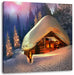 Hütte in Schneelandschaft Leinwandbild Quadratisch