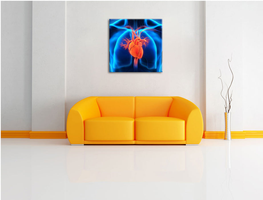 Herz des Menschen Leinwandbild Quadratisch über Sofa