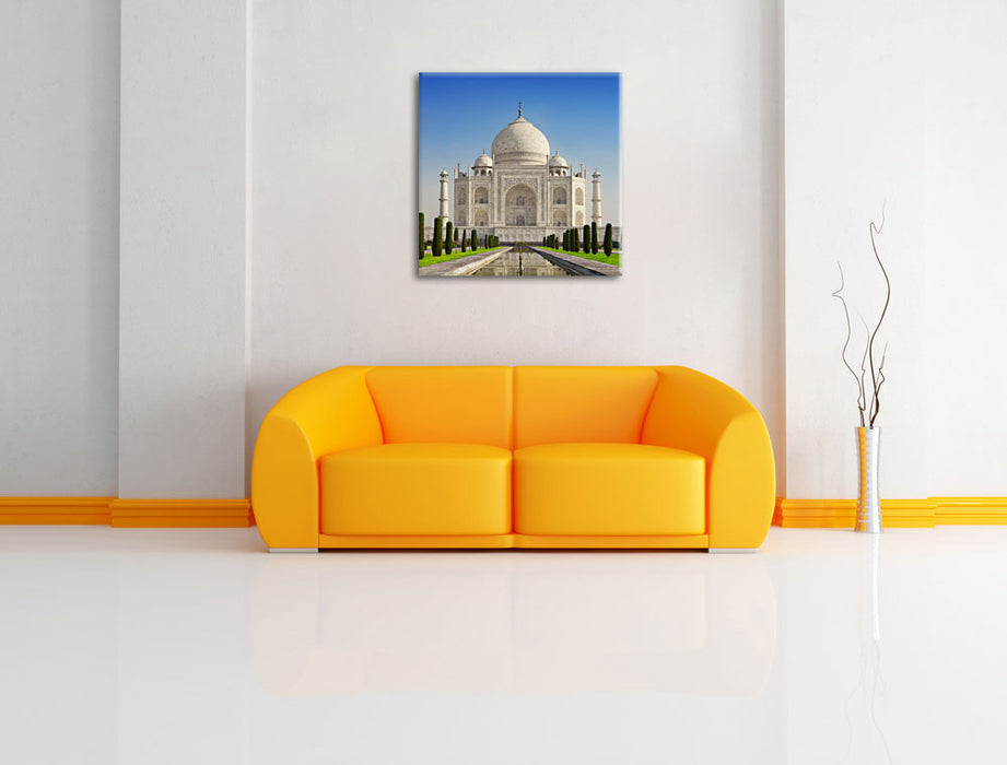 Gewaltiger Taj Mahal Leinwandbild Quadratisch über Sofa
