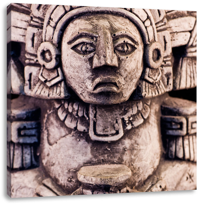 kleine Maya Skulptur Leinwandbild Quadratisch