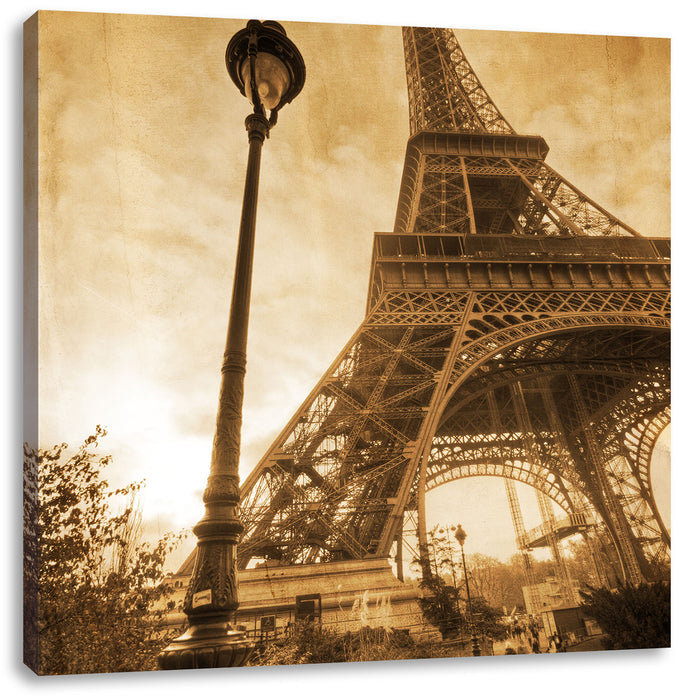 Pariser Eifelturm Retro Leinwandbild Quadratisch