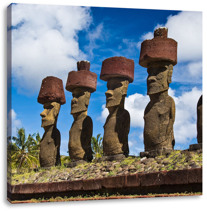 Moai Statuen Osterinseln Leinwandbild Quadratisch