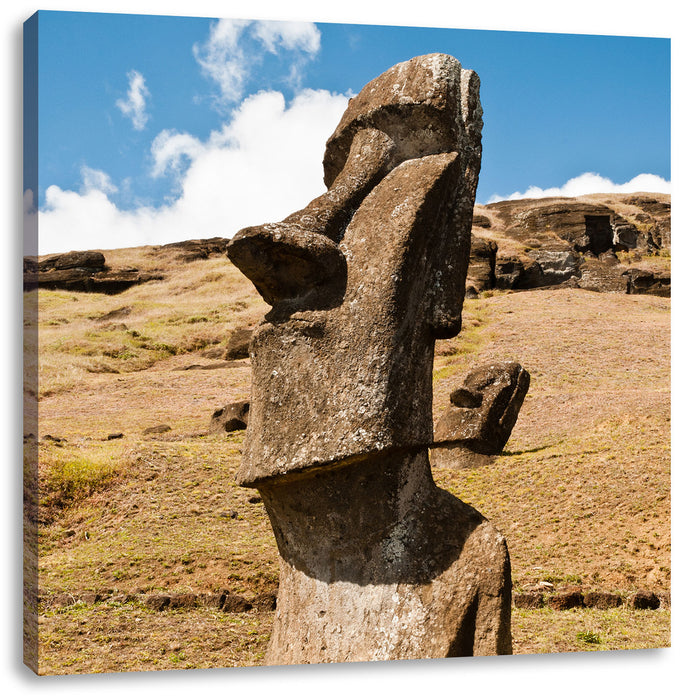 Moai Statue auf den Osterinseln Leinwandbild Quadratisch