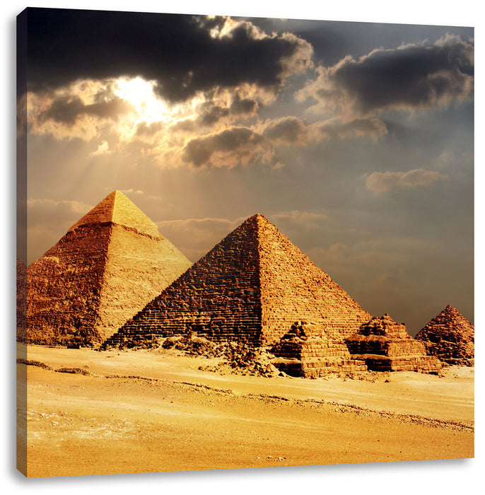 Pyramiden von Gizeh im Sonnenlicht Leinwandbild Quadratisch