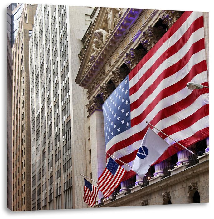 Amerikanische Flagge in New York Leinwandbild Quadratisch