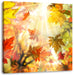 Fliegende bunte Herbstbläter Leinwandbild Quadratisch