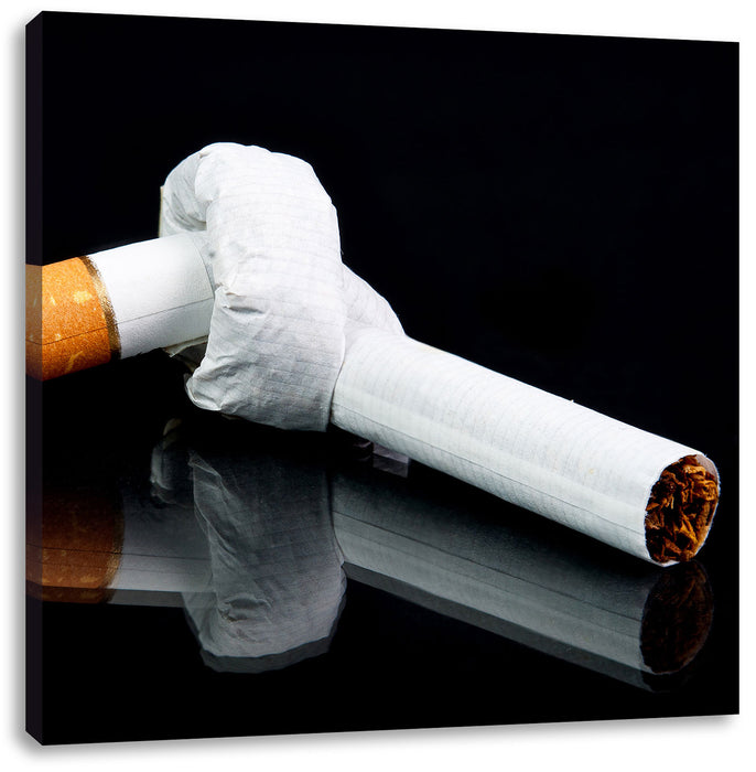 Zigarette mit Knoten Don't Smoke Leinwandbild Quadratisch