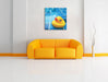 Quietsche Ente im Bad Leinwandbild Quadratisch über Sofa