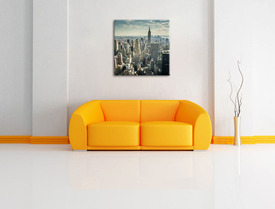 New York bei Tag Leinwandbild Quadratisch über Sofa