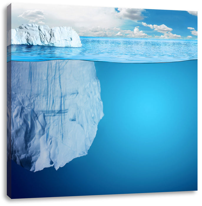 Riesiger Eisberg unter Wasser Leinwandbild Quadratisch