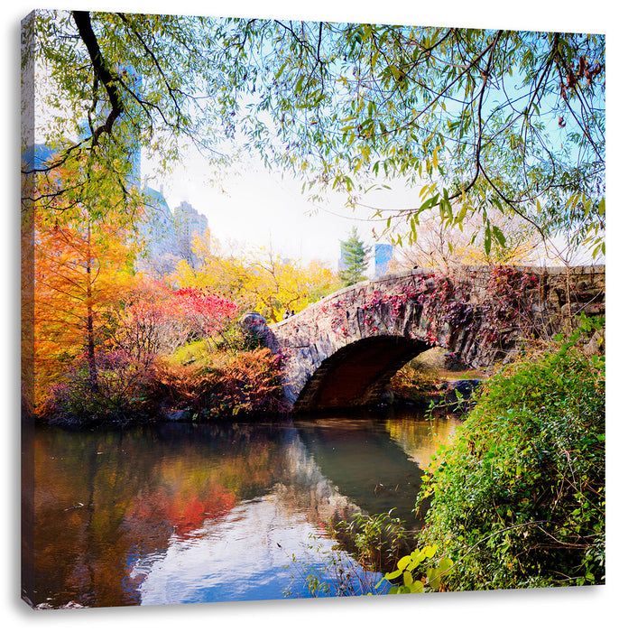 Brücke im Central Park Leinwandbild Quadratisch