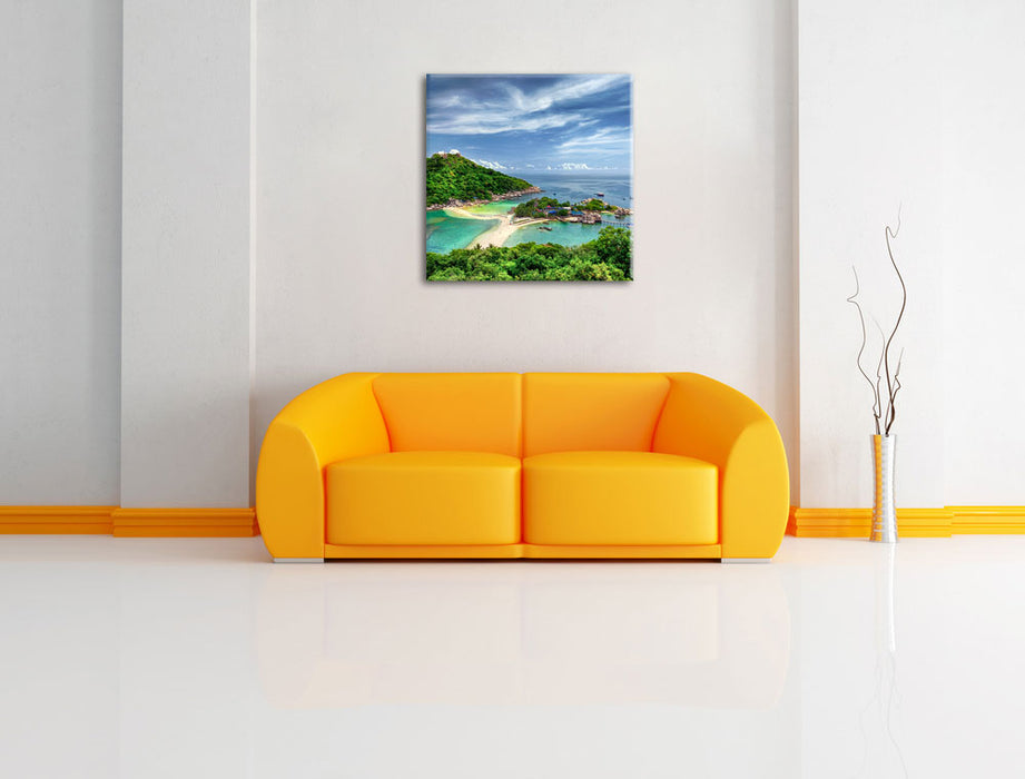 Inselstadt im Pazifik Leinwandbild Quadratisch über Sofa