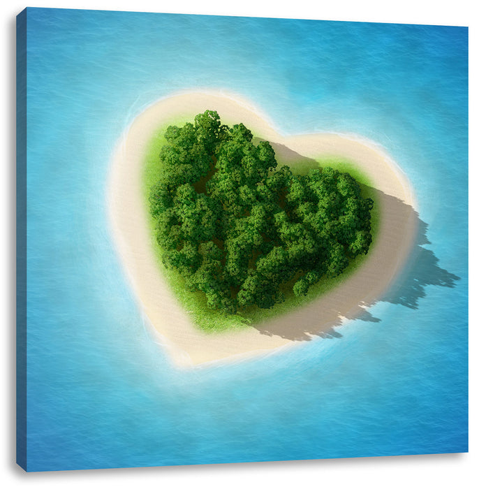 Herzförmige Insel Leinwandbild Quadratisch