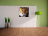 Fauchender Leopard Leinwand Quadratisch im Flur