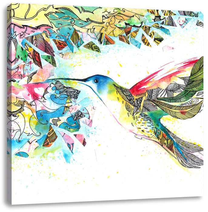 Kolibri Kunst Leinwandbild Quadratisch