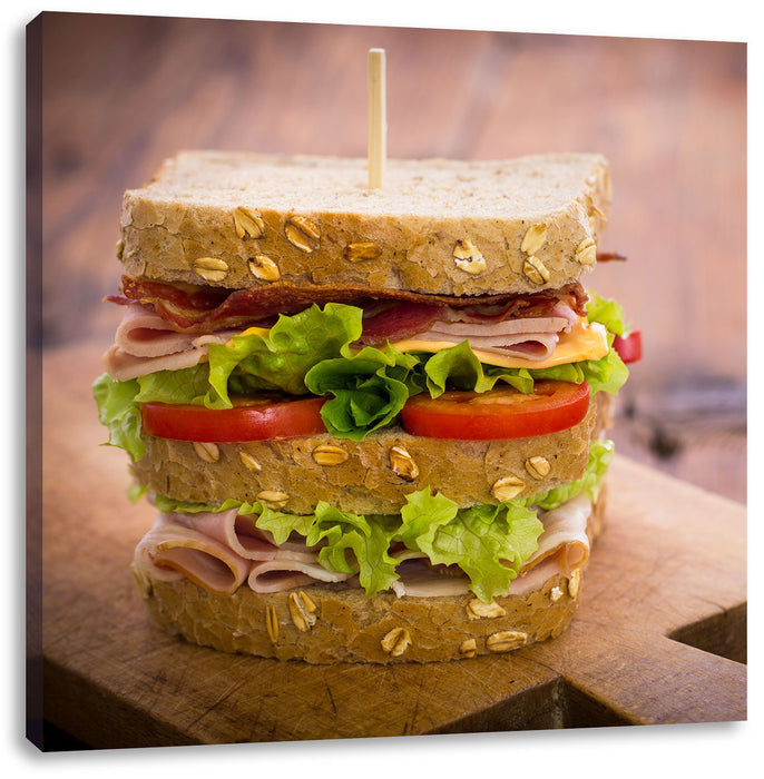 Doppeldecker Sandwich Leinwandbild Quadratisch