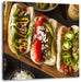 Amerikanische Hotdogs Leinwandbild Quadratisch