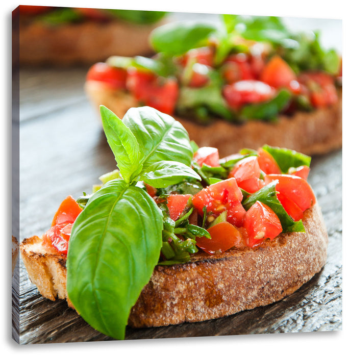 Köstliche Tomaten Bruchetta Leinwandbild Quadratisch