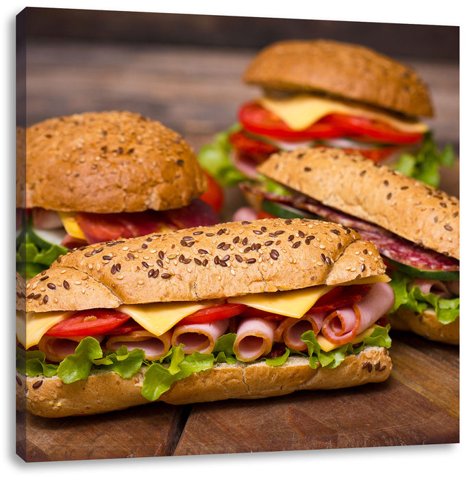 Köstliche Sandwiches Leinwandbild Quadratisch