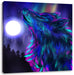 Abstrakter Wolf mit Mond Leinwandbild Quadratisch