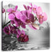 Orchideenblüten über Wasser Leinwandbild Quadratisch